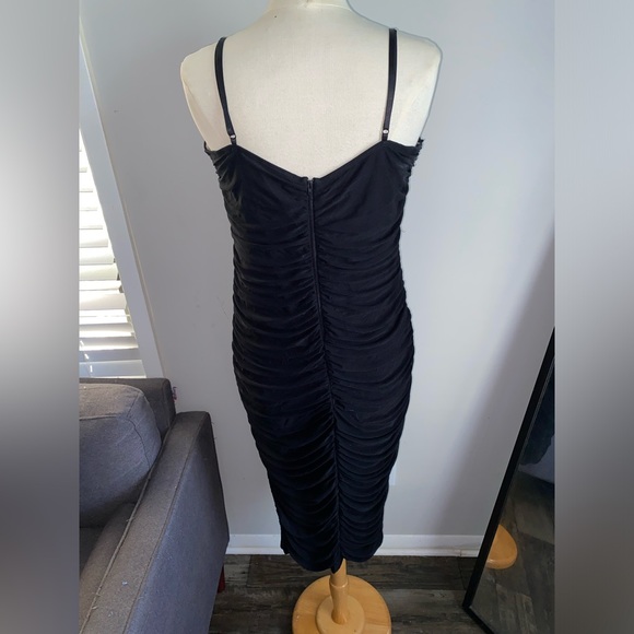 Emprada Bustier Womens Large Black Ruched MIDI Dress - Picture 4 of 6